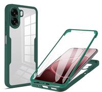 ILING Transparente Funda para OPPO A6X 5G/4G/ OPPO A6K, Moda Ultradelgado Antigolpes Carcasa con Protector de Pantalla Incorporado, Dura PC + Silicona TPU Bumper Cubierta (Verde)