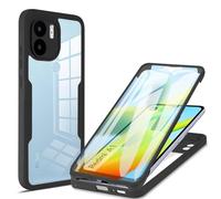 ILING Transparente Funda para OPPO A96 / OPPO A76 / Realme 9i, Moda Ultradelgado Antigolpes Carcasa con Protector de Pantalla Incorporado, Dura PC + Silicona TPU Bumper Cubierta (Negro)