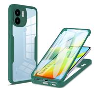 ILING Transparente Funda para OPPO A96 / OPPO A76 / Realme 9i, Moda Ultradelgado Antigolpes Carcasa con Protector de Pantalla Incorporado, Dura PC + Silicona TPU Bumper Cubierta (Verde)