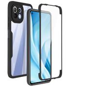 ILING Transparente Funda para Xiaomi 11 Lite 5G NE/Xiaomi Mi 11 Lite 4G/5G, Moda Ultradelgado Antigolpes Carcasa con Protector de Pantalla Incorporado, Dura PC + Silicona TPU Bumper Cubierta, Negro