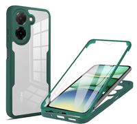 ILING Transparente Funda para Xiaomi Poco C71 4G, Moda Ultradelgado Antigolpes Carcasa con Protector de Pantalla Incorporado, Dura PC + Silicona TPU Bumper Cubierta (Verde)