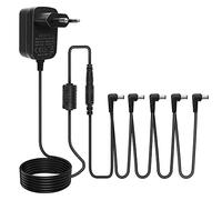 iLitLuk Fuente de Alimentación para Pedal de Guitarra 9V 1A, Centro Negativo Manguito Positivo, Adaptador Corriente con Cables en Cadena de 5 Vías para Pedal de Efectos, Looper