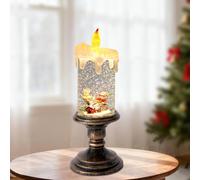 ilitluk Globo de Nieve con Forma de Vela Linterna LED giratoria con Temporizador, alimentada por Pilas (no Incluidas) Regalo de decoración navideña para el hogar 26 cm de Altura