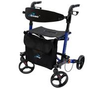 iLIVING USA - Andador vertical plegable de movilidad, andador ligero para personas mayores, bolsa frontal y asiento y respaldo fáciles de limpiar, frenos dobles con bloqueo de estacionamiento (ILG-622