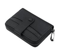 ILIYAH Cartera de mujer RFID de bloqueo de cuero compacto para mujer cremallera monedero monedero pequeño señoras, Negro oscuro., Minimalista