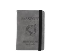 ILIYAH Funda para pasaporte de viaje - Funda para pasaporte del Reino Unido con bloqueo RFID, cartera de viaje con correa y múltiples ranuras para tarjetas, gris, Casual