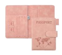 ILIYAH Funda para Pasaporte Español Porta Pasaporte Viaje Porta Documentos para Viaje Passport Cover Piel de PU con Bloqueo RFID con Ranuras para Tarjetas Cartera de Viaje(Rosa)