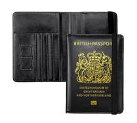 ILIYAH Funda para pasaporte, funda para pasaporte del Reino Unido, minimalista, bloqueo RFID británico, accesorios de viaje seguros, tarjetero de Irlanda, Black, Minimalista