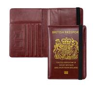 ILIYAH Funda para pasaporte, funda para pasaporte del Reino Unido, minimalista, bloqueo RFID británico, accesorios de viaje seguros, tarjetero de Irlanda, Burgundy, Minimalista