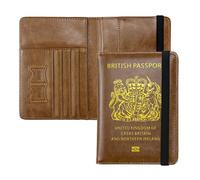 ILIYAH Funda para pasaporte, funda para pasaporte del Reino Unido, minimalista, bloqueo RFID británico, accesorios de viaje seguros, tarjetero de Irlanda, Brown, Minimalista