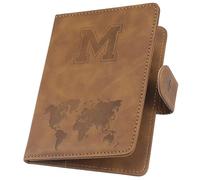 ILIYAH Soporte personalizado para pasaporte, funda para pasaporte con letra personalizada con bloqueo RFID, accesorio esencial de viaje unisex, café M, 11*1*15cm, Casual