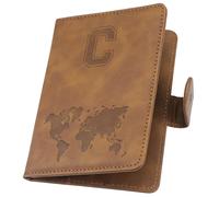 ILIYAH Soporte personalizado para pasaporte, funda para pasaporte con letra personalizada con bloqueo RFID, accesorio esencial de viaje unisex, Marrón (Brown C), 11*1*15cm, Casual