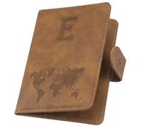 ILIYAH Soporte personalizado para pasaporte, funda para pasaporte con letra personalizada con bloqueo RFID, accesorio esencial de viaje unisex, marrón (Brown E), 11*1*15cm, Casual