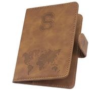 ILIYAH Soporte personalizado para pasaporte, funda para pasaporte con letra personalizada con bloqueo RFID, accesorio esencial de viaje unisex, Marrón S, 11*1*15cm, Casual