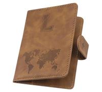 ILIYAH Soporte personalizado para pasaporte, funda para pasaporte con letra personalizada con bloqueo RFID, accesorio esencial de viaje unisex, Marrón L, 11*1*15cm, Casual