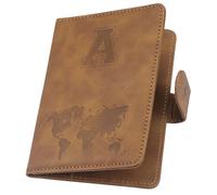 ILIYAH Soporte personalizado para pasaporte, funda para pasaporte con letra personalizada con bloqueo RFID, accesorio esencial de viaje unisex, Marrón, 11*1*15cm, Casual