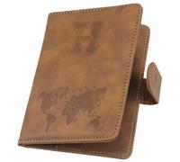 ILIYAH Soporte personalizado para pasaporte, funda para pasaporte con letra personalizada con bloqueo RFID, accesorio esencial de viaje unisex, café H, 11*1*15cm, Casual