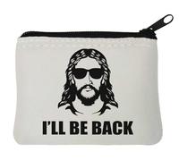 I'll Be Back Funny Jesus Graphic - Monedero de neopreno (10 x 11 cm), color blanco, White, Talla única