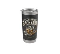 I'll Be in The Backyard, amantes de los cigarros retro y el bourbon Vaso térmico de acero inoxidable de doble pared