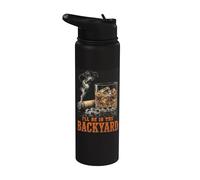 I'll Be In The Backyard Funny Cigar Bourbon Whiskey Lover Stainless Steel Insulated Water Bottle