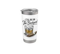 I'll Be In The Backyard Funny Cigar Bourbon Whiskey Lover Vaso térmico de acero inoxidable de doble pared