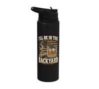 I'll Be in The Backyard Retro USA, amantes del cigarro y el bourbon Stainless Steel Insulated Water Bottle