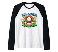 I'Ll Be Waiting For You At Home - Divertida Cita de Jugador de béisbol Camiseta Manga Raglan