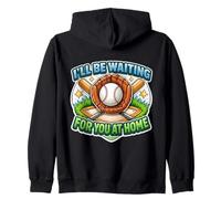 I'Ll Be Waiting For You At Home - Divertida Cita de Jugador de béisbol Sudadera con Capucha
