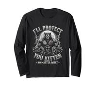 I'Ll Protect You Kitten - Divertido Dicho Lobo Meme Chicos Hombres Guay Manga Larga