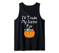 I'Ll Trade My Sister For Candy Siblings Calabaza de Halloween Camiseta sin Mangas