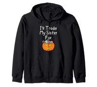 I'Ll Trade My Sister For Candy Siblings Calabaza de Halloween Sudadera con Capucha