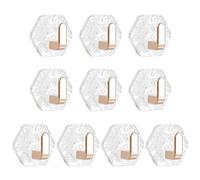 Illkjasfc 10 ganchos adhesivos acrílicos invisibles, materiales resistentes sin daños, accesorio de montaje en pared para organización del hogar, gancho de pared hexagonal sin problemas