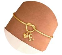 Illkjasfc 2. Elegante Pulsera Love Twist De Acero Inoxidable Chapada En Oro 14 Quilates Joyería Cadena Ajustable Mujer con Dije Nudo Amor