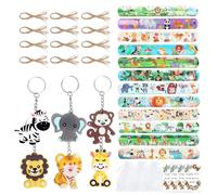 Illkjasfc 24 llaveros de animales de recompensa, llaveros únicos de animales de la selva, accesorios creativos para fiestas para eventos