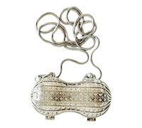 Illkjasfc Bolso cruzado con correa de cadena para pintalabios en forma de cacahuete para mujer, bonito hombro, pequeño, decorativo, con cadena, para mujer, con forma de cacahuete, Silver, One Size