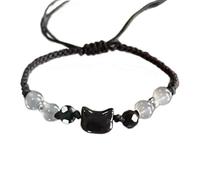 Illkjasfc Brazalete De Esfera con Símbolo Acuerdo Opuestos Plan del Gato Ropa Cómoda No Alergénica Regalo Cumpleaños Pulseras con Cuentas Gatos Negros