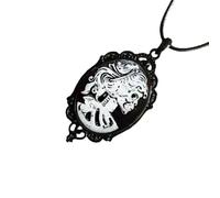 Illkjasfc Collar con colgante de calavera de inspiración vintage, elegante cadena para el cuello, ideal para añadir un toque misterioso a cualquier atuendo