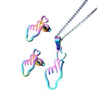 Illkjasfc Conjunto De Collar Y Aretes Con Gesto Corazón Mano A Que Ofrece Un Aspecto Distintivo Para Diversos Eventos Uso Diario Conjunto Joyería Con Símbolo Amor A Para Mujer