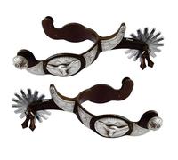 Illkjasfc Espuela de vaca occidental con Rowel de metal, decoración de espolón para hombre, accesorios de equitación, decoración duradera para botas de caballo