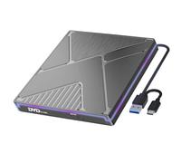 Illkjasfc Lector portátil de grabación de discos USB tipo C, unidad de disco de lectura, compatible con discos de múltiples formatos, unidad de disco de metal