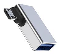 Illkjasfc Los Convertidores MicroUSB Macho A USB A En Ángulo Admiten La Funcionalidad OTG Y La Entrada De Alimentación Externa Adaptadores OTG En Ángulo Recto para Almacenamiento Móvil