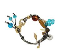 Illkjasfc Pulsera De Llavero con Cuentas Ajustable Hecha A Mano Brazalete Muñeca Naturales Regalo Joyería Doble Uso para Niñas Pulsera Regalo Unisex