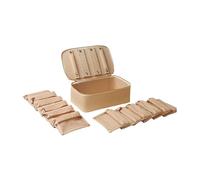 Illkjasfc Soporte de joyería de moda con bolsillo transparente con cremallera, caja de exhibición portátil de piel sintética para anillos, collares, accesorios