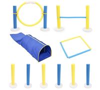 Illkjasfc Túnel Portátil De Entrenamiento Agilidad para Perros con Vallas Ajustables Y Postes Poliéster Patio Trasero P Conjunto No Equipado Conjunto Obstáculos Entrenamiento Mascotas