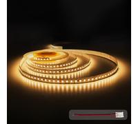 illuburg 24V Tira LED 5m Blanco Cálido 2700K 128LEDs/m 12W/m 7200lm SMD 2835 Regulable Strip Luces LED Autoadhesiva Iluminación Decorativa