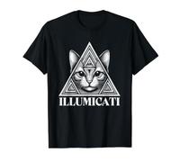 Illumicati - Teoría de la conspiración Ocular del Gato Illuminati Que Todo lo ve Camiseta gráfica económica, Hombre, Negro, L