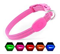 Illumifun Collar LED para perro, collares con luz recargable por USB, collar de seguridad ajustable para perros pequeños, gatos, brilla en la oscuridad (rosa, XS)