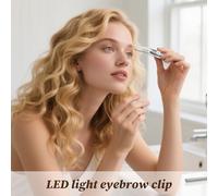 Illuminated Brow Tweezers Pro - Angled Lash Shaping Gadget, Built In LED Grooming Accessory, Portable Stainless Steel Hair Removal Device | Detailed Facial Eyelash Eyebrow Plucker Tool