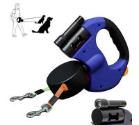Illuminated Double Dog Leash Retractable,Double Dog Leash for Two Dogs,360° Anti-Tangle Swivel Strap and 3M Retractable Strap,with Searchlight (Blue)