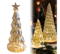 Illuminated Mercury Glass Christmas Trees, Set of 5 Illuminated Mercury Glass Trees, Christmas Decor Lighted Tree Figurine for Xmas Home Tabletop Party Centerpiece Mantel Gift (Style C)